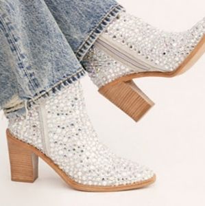 Cowboy :Backstage Heel" Free people rhinestone short boot